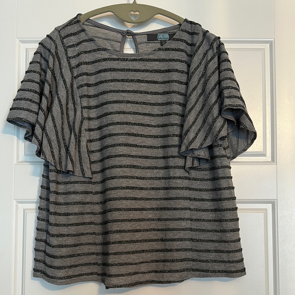 Eva Franco Gray Striped Top